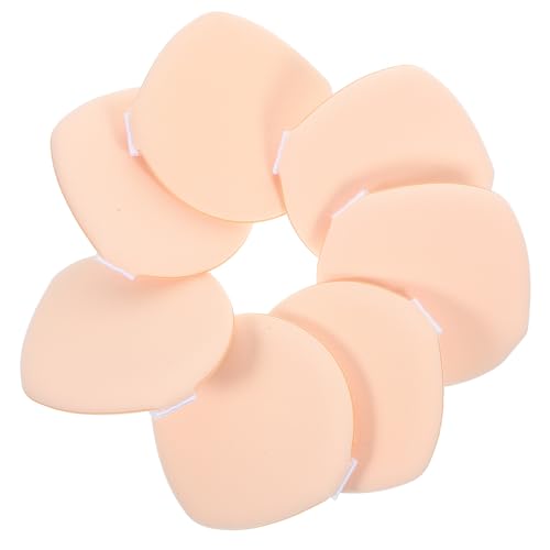 TEHAUX 7 Esponjas de Maquillaje Doble Cara para Polvos Sueltos y Compactos, Esponjas Flexibles Lavables para Base Facial, Corrector y Rubor, Color Beige Piel, Uso Húmedo y Seco