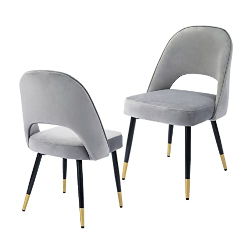 Chairus Juego 2 De Sillas De Comedor Terciopelo Sillas De Cocina Con Patas De Metal, Sillas De Hogar Modernas Para Restaurante Cafetería, Gris Chairus Juego 2 De Sillas De Comedor Terciopelo Sillas De Cocina Con Patas De Metal, Sillas De Hogar Modernas Para Restaurante Cafetería, Gris