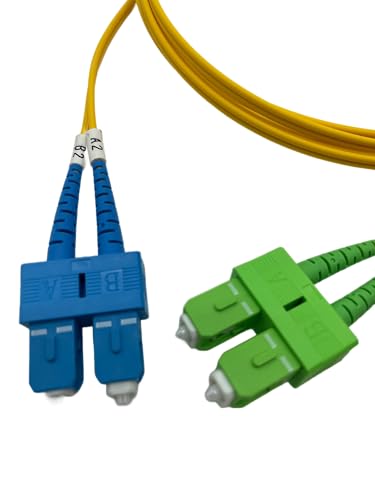 Cablix Single Mode Fiber Optic Patch Cord, Duplex SC/APC to SC/UPC, 2.5 Meters, 2.0mm, High-Performance Optical Cable for Reliable Data Transmission