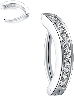 VOJO 14G G23 Titanium Clicker Belly Button Ring, 0.85mm Reverse Curved Ring Belly Button Bar Piercing Jewelry