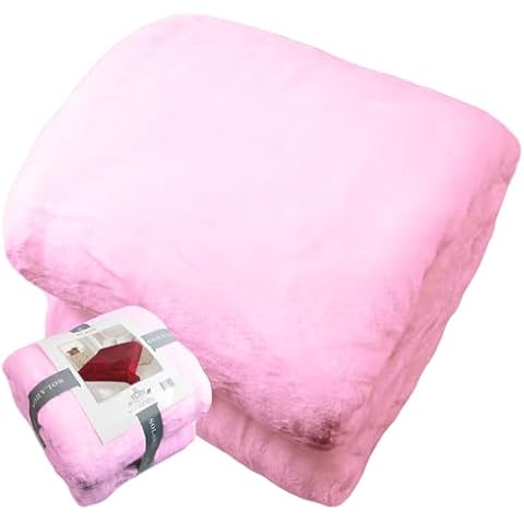 FOHOG COLLECTION Queen Blanket 430 GSM Extra Large for Fall Winter Spring All Season Cozy Warm Soft Medium Weight Thermal Thick Flannel Fleece for Couch Bed Sofa 88 x 95 inches by SOLARON (1, Pink) Cover