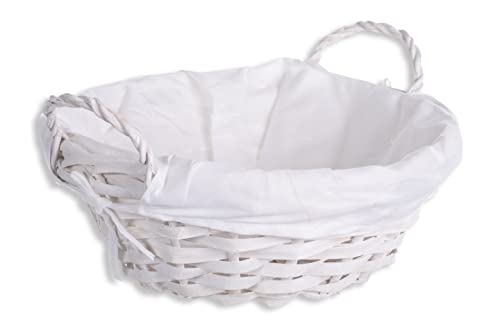 Hersig - Cesta De Mimbre Cesta Decorativa Con Forro Redonda Con Asas Color Blanco - 21d 8cm - Pack 24