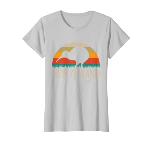 New Zealand Kiwi Vintage Bird NZ Travel Kiwis New Zealander T-Shirt, Women, Silver Grey, Small