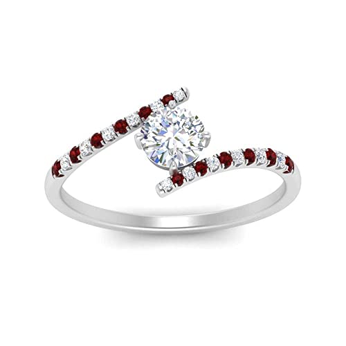Image of Choose Your Gemstone Bypass Modern Round Diamond CZ Ring 925 Sterling Silver Round Shape Side Stone Engagement Rings Lightweight Office Wear Everyday Gift Jewelry US Size 4 to 12