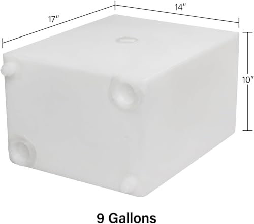 Image of 9 Gallon RV Fresh Water Tank, Potable Water Storage Tank for Drinking, Cooking, Cleaning, Showering, for Campers, Trailers, Motorhomes, RVs, Cube Shape, 17 inch x 14 inch x 10 inch (WT-5543)