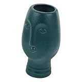 LOORGVEL Keramik Blumenvase mit Abstraktem Gesichtsdesign Zen Stil Mattierte Vintage Mini Vase für...
