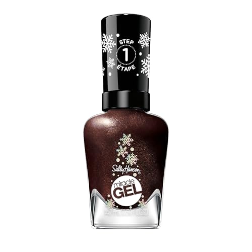 Sally Hansen Miracle Gel™, abrazos de cacao caliente, fórmula similar a gel, no necesita lámpara UV, esmalte de uñas marrón con purpurina