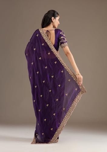 Image of Premium Butti work Saree with Heavy Embroidery & Sequin Work | Wedding Party Festive Designer Saree with Unstitched Embroidered Blouse Piece for Women