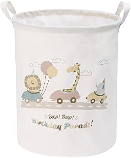 Miracle Baby Laundry Basket Canvas Fabric Laundry Hamper Collapsible Storage Bin with Handles and Drawstring Closure