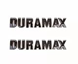2Pc Silverado Duramax Hood Letter Logo Emblem Badge Adhesive Nameplate Replacement for 1500 2500 3500 (Gloss Black)