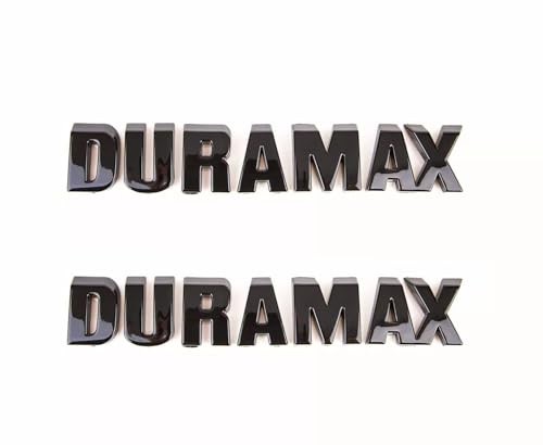 Image of 2Pc Silverado Duramax Hood Letter Logo Emblem Badge Adhesive Nameplate Replacement for 1500 2500 3500 (Gloss Black)