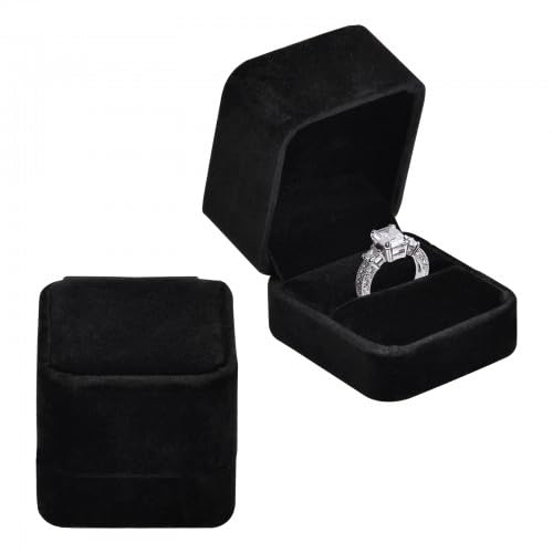 2 Pezzi Scatola per Anelli in Velluto, Scatola per Anelli a Forma di Quadrato Ring Box, Cofanetto Anello di Velluto, Scatola per Fedi Nuziali, per Proposta, Matrimonio, San Valentino e Anniversari