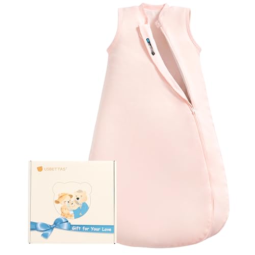 Baby Sleep Sack 3-6 Months, 1.0 Tog Supersoft Thermostatic Cotton Toddler Sleeping Sack for Babies Infant, 2-Way Zipper Baby Wearable Blanket for All Season 3-6 Months 1.0 Tog Light Pink