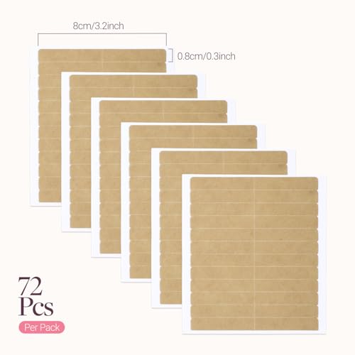 Image of GOO GOO Double Sided Wide Hair Extension Tape, 72 Pieces, 3.2 * 0.3inch, No Residue Invisible Hold, Adhesive Replacement Tabs