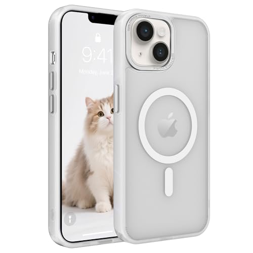 Image of Magnetic iPhone 14 /13 case,Compatible with Magsafe, Military-Grade Protection,Slim Translucent Matte Shockproof with Anti-Scratch Anti-Fingerprint Phone Cover (Frosted White, iPhone 14 /13)