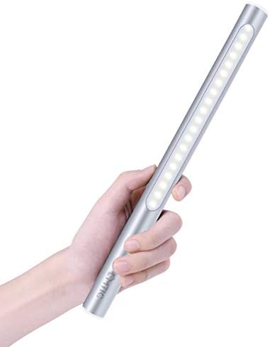 LMTIC Under Cabinet Light, Touch Control 4 Lighting Modes Closet Light, Portable Camping Light, 2000mAH Rechargeable Led Video Light Wand for Photography, Film, Streaming, Silver