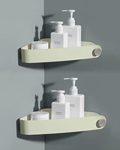 Corner Shower Caddy, Bathroom Corner Shelf, Shower Shelf for Bathroom Storage, Shower Organiser with Adhesive Stickers for Bathroom & Kitchen, White