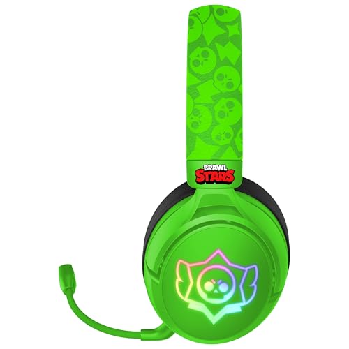 Subsonic - Brawl Stars Wireless Gaming Headset with LED and detachable microphone. Officially Licensed Gaming Headset, compatible with consoles, PCs, tablets and smartphones - Green