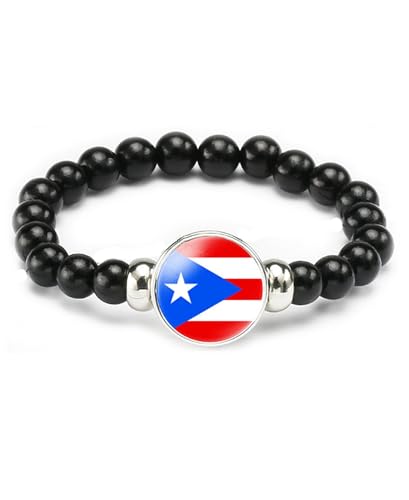 vmcoatdu Puerto Rico Flag Bracelet Elastic Rope Beaded Bracelet Support