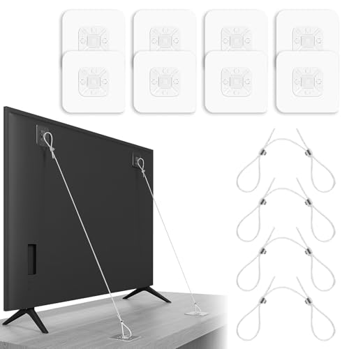 UIHRLM 4 Pack TV Straps Child Safety, Adjustable 41.34in Safety Anchors Anti Tip Straps for TV and Furniture, Baby Proofing Flat Screen TV Fix to Wall Cabinet Dresser Stand Desk Bookcase
