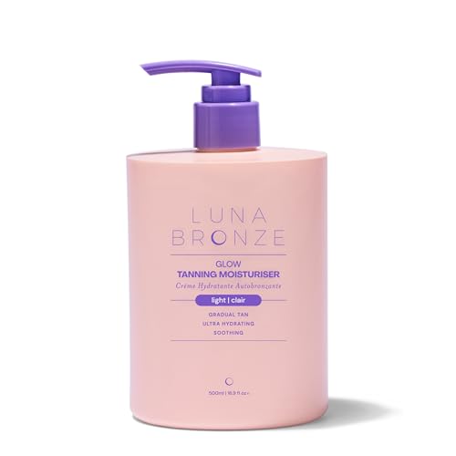 Luna Bronze Glow Gradual Self Tanning Moisturizing Lotion | Ultra Hydrating Natural Looking Sunless Tan | Soothing Natural & Organic Ingredients | Infused with Rosehip & Jojoba Oil (15.2 fl. oz)