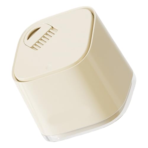 INSEOWI Bote De Basura con A Presión con Cepillo para Escritorio Contenedor Color Crema Papelera Pequeña Hogar Oficina Esencial Bote Escritorio Moderno