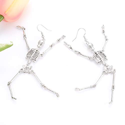 NVENF 3Pairs Halloween Skeleton Earrings for Women Gothic Skull Skeleton Drop Earrings Dress Up Costume Earring for Women4