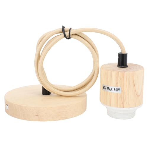 Wooden Chandelier, Vintage Pendant Light Bulb Holder Compatible with E27/E26 Bulbs (Not Included), 1 Meter Long Cable