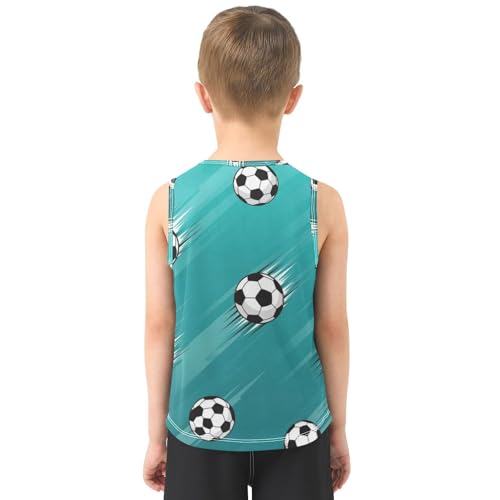 J JOYSAY Cartoon Football Blue Boys Tank Top Sleeveless Muscle Shirts Quick Dry Sport Active Workout Kids T-Shirts 3-15T3