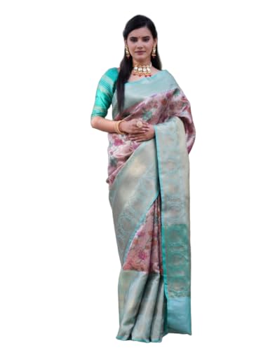 BANARASI KARGHA Pink Semi Silk Saree with Tanchoi Weaving & Contrast Border Unstitched Blouse Piece
