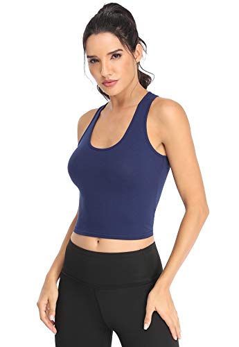 Image of Joviren Crop Tank Tops for Women Workout Cropped Athletic Shirts | 4 Pack Cotton Racerback Yoga Tops