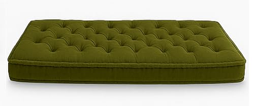 Image of ATOOTFUSION Cotton Floor Mattress, 4 inch Thick Tufted Cushion, 72 x 30 inch, Foldable, Rollable Light Weight Cotton Mattress (Dark Green Mehndi)