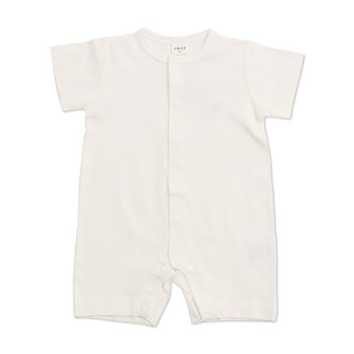 [chil2] ロンパース カバーオール 半袖 新生児 赤ちゃん ベビー服 無地 前開き 全開き 男の子 女の子 ユニ 子供服 夏服 綿100% 天竺 半そで 肌着 14560181-80OW