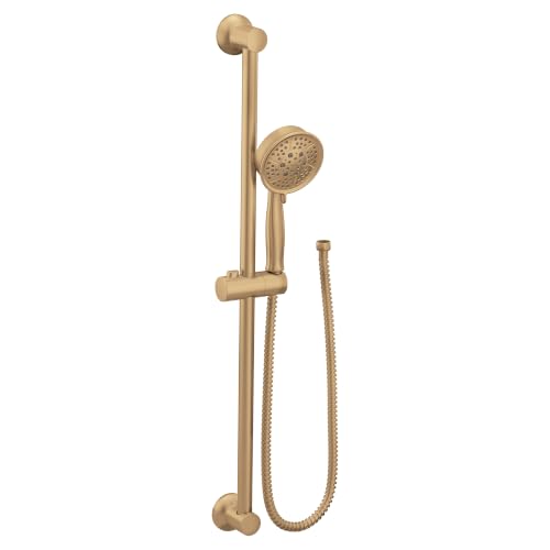 Moen Eco-Performance Regadera de mano removible con 4 funciones, acabado en oro bronceado, manguera de 69 pulgadas y barra deslizante para pared, modelo 3667EP
