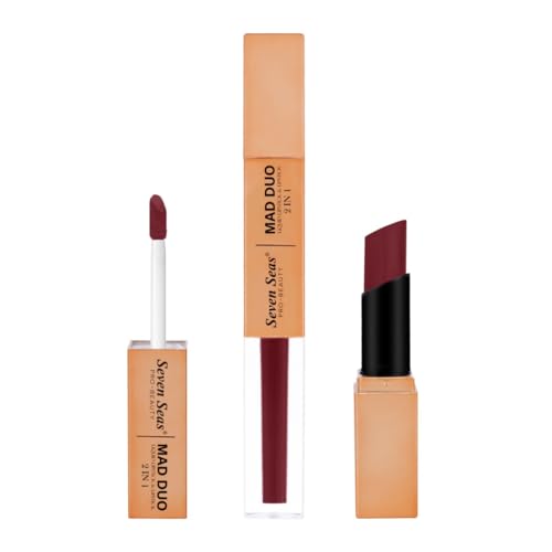Image of Seven Seas 2in1 Non-Transfer | Smooth Texture | Hydrating | Long Lasting | Water-Proof | Full-Coverage Mad Duo Liquid Lipstick & Lipstick (Claret, 4ml,3g)
