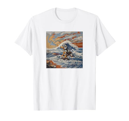 Perro salchicha azul y tostado, mamá, papá, Kanagawa, Art Beach Camiseta
