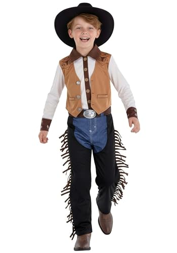 Disfraz cowboy clásico para niños con camisa, chaleco y pantalón miniatura 1