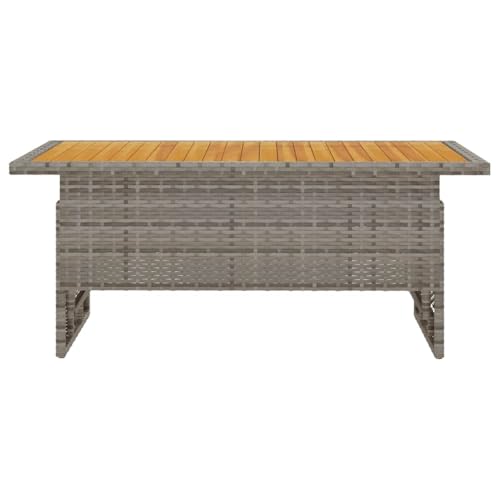 Mesa de jardín de madera maciza de acacia y acero gris 4