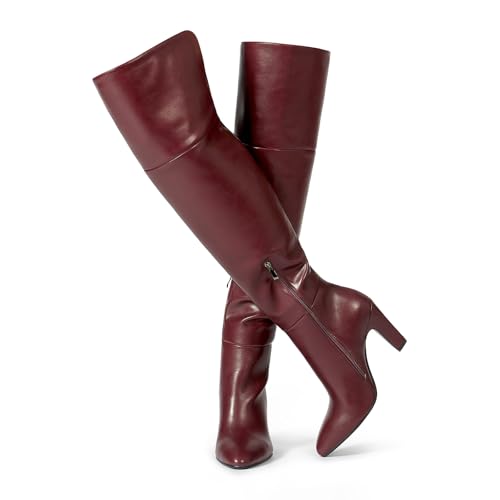 Image of wetkiss Thigh High Boots for Women, Over the Knee Boots with Chunky Heel, Side Zipper, Wide Calf Design, Stylish and Comfy