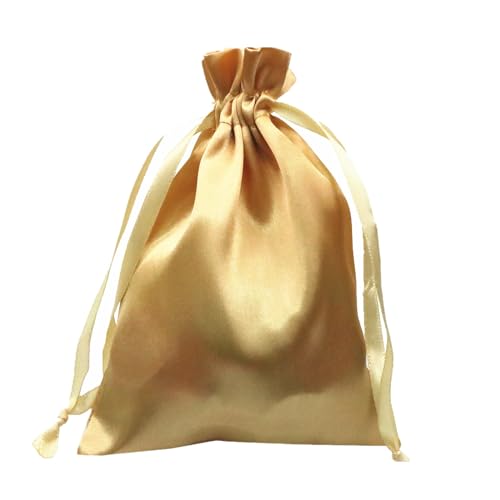 Bolsas de regalo de satén Gbateri de 6x9 pulgadas con cordón para joyería y fiestas dorado