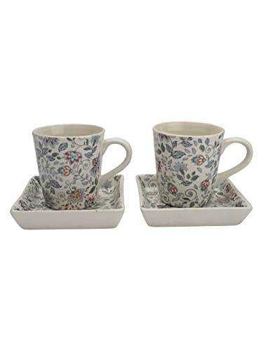 Image of Miah Decor Ceramic Coffee Mugs Set with Serving Platter, Handmade Stoneware