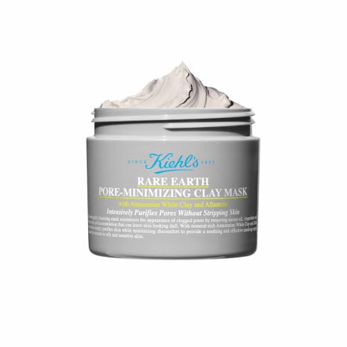 Kiehl's Rare Earth Pore Minimizing Clay Face Mask, Clarifying Facial Mask Reduces Excess Oil, Clogged Pores, Blackheads, and Sebum, With Amazonian White and Bentonite Clay, For All Skin Types