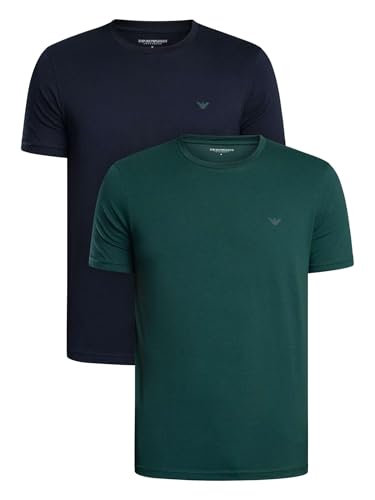 Emporio Armani Man's Endurance Lot de 2 t-Shirts à col Rond Bleu Taille XL Coupe régulière,...