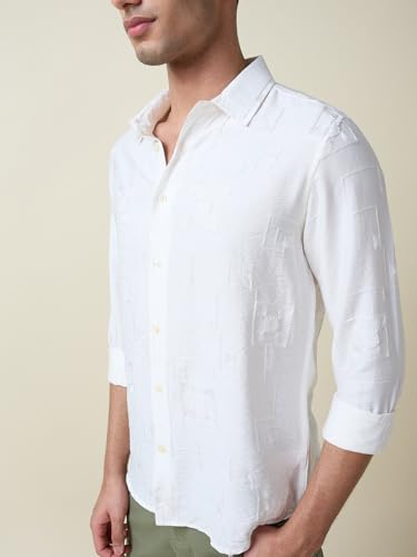 Image of Thomas Scott Mens Regular Fit Embroidered Full Sleeves Casual Shirt