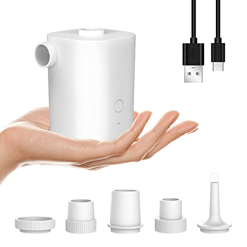 Bomba de aire eléctrica inalámbrica con 5 boquillas, recargable por USB, batería de 2500 mAh, inflador rápido, desinflador para inflables, colchón, piscina, juguete, anillo de natación