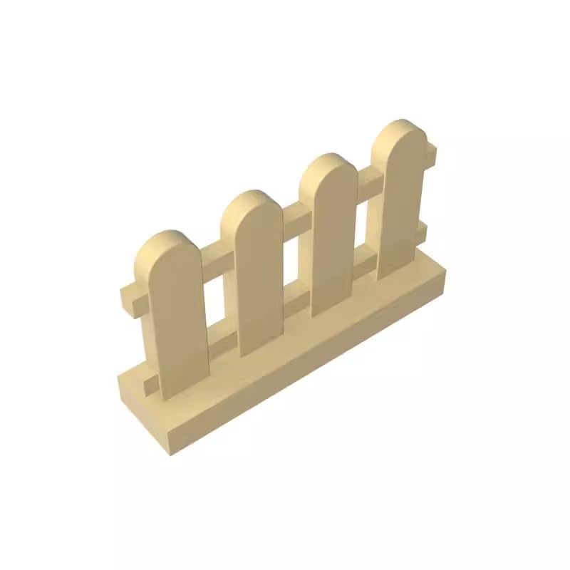 33303 Ornaments Picket Fence 1x4x2 50 Pieces GDS-1177 Compatible with Lego Building Blocks Color:Tan — image 1