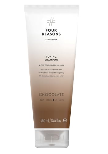FOUR REASONS Hair Color Shampoo (8 Colors) - Sulfate Free Rich Brown Hair Toner - Color Depositing Shampoo for Color Treated Hair, Vegan, 8.45 Fl Oz (Chocolate/Brown)