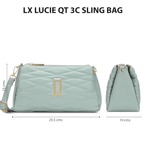 Image of Lavie Luxe Women's Lucie Quilted 3-Compartment Medium Crossbody Sling Bag | Ladies Purse Handbag | Gift for Women