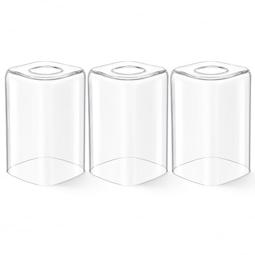 Image of Teenyyou 3 Pcs Clear Square Vanity Glass Shade Replacements for Pendant Light Fixtures Glass Lamp Shade Cover, 1-5 /8 Inch Fitter E26 Base, 4 inchw x 6 inchh, Replacement Lamp Globe for Chandelier Wall Sconce