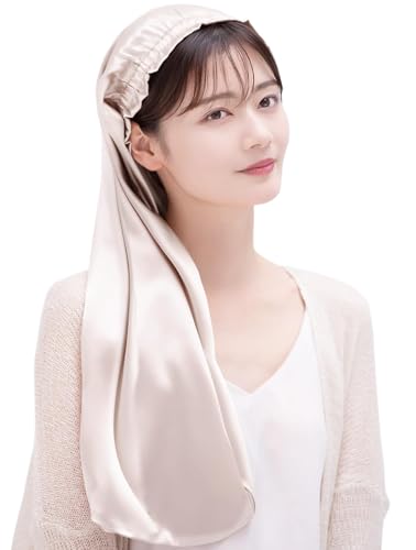 [COCOSILK] シルク ナイトキャップ ロングヘア用 シルクキャップ 筒型 ナイトキャップ ロング 髪 シルク100% 筒 ロングヘア 筒状 ヘアキャップ (75cm, アッシュライトピンク, Free Size)